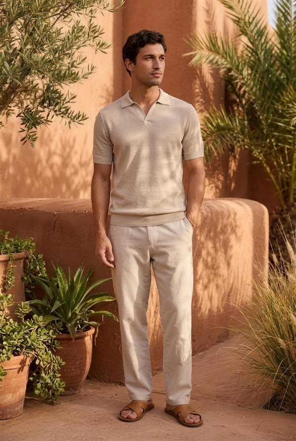THE ALTEA COLLAR TEE — APRICOT