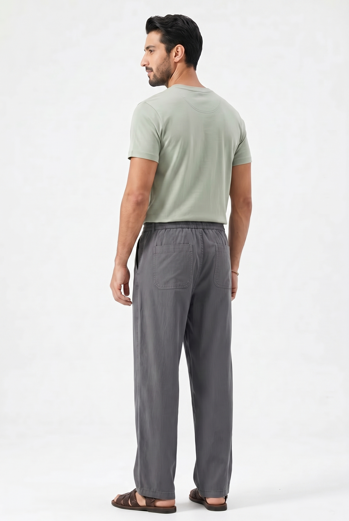 THE MARBELLA RELAXED TROUSERS - Gray, back view