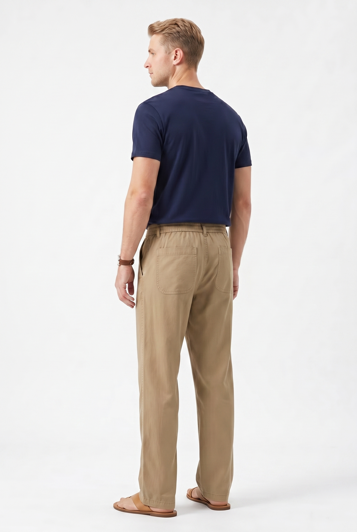 THE MARBELLA RELAXED TROUSERS - Brown, back view